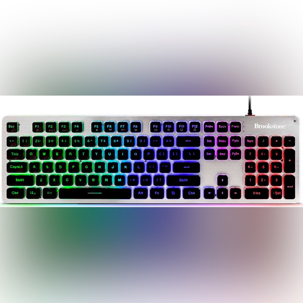 Brookstone USB Wired Gaming Keyboard with Multi-Color LED Backlit Keys